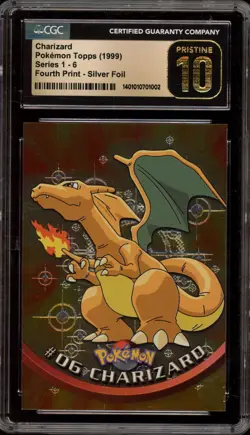 Pokemon Topps Charizard Series 1 Fourth Print Silver Foil #06 CGC 10 Pristine - Image 1