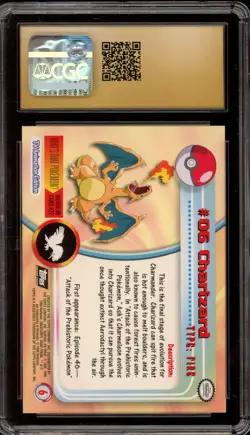 Pokemon Topps Charizard Series 1 Fourth Print Silver Foil #06 CGC 10 Pristine - Image 2