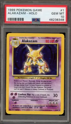 Pokemon Alakazam Base Set Unlimited Holo Rare #1 PSA 10 Gem Mint - Image 1