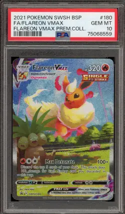 Pokemon Flareon VMAX Premium Coll. Full Alt Art Promo SWSH180 PSA 10 Gem Mint - Image 1