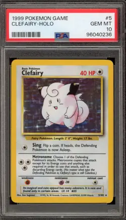 Pokemon Clefairy Base Set Unlimited Holo Rare #5 PSA 10 Gem Mint - Image 1