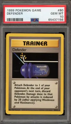 Pokemon Defender Base Set Unlimited #80 PSA 10 Gem Mint - Image 1