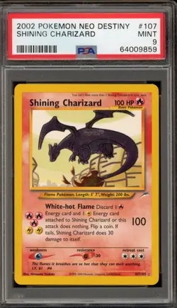 Pokemon Shining Charizard Neo Destiny Unlimited Holo Secret Rare #107 PSA 9 Mint - Image 1