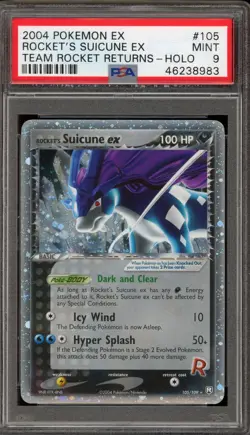 Pokemon Rocket's Suicune ex EX Team Rocket Returns Holo Ultra Rare #105 PSA 9 - Image 1