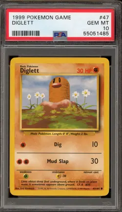 Pokemon Diglett Base Set Unlimited #47 PSA 10 Gem Mint - Image 1