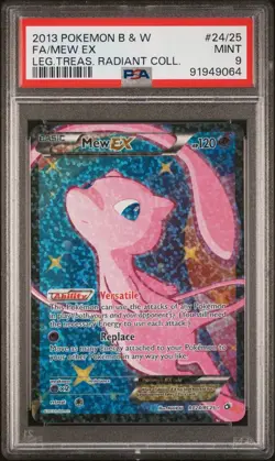 PSA 9 Mint 2013 POKEMON B&W LEGENDARY TREASURES RADIANT COLL FULL ART MEW EX #24 - Image 1