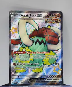 Great Tusk ex SVP072 Black Star Promo Full Art Shiny Holo Pokemon Card - Image 1