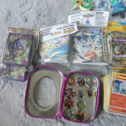 Lot of Pokemon Cards, Figures, Chips, and Sleeves OPENED Packs - Image 2