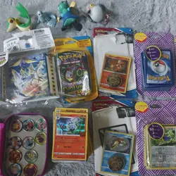 Lot of Pokemon Cards, Figures, Chips, and Sleeves OPENED Packs - Image 3