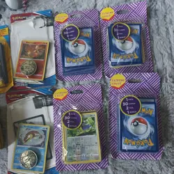 Lot of Pokemon Cards, Figures, Chips, and Sleeves OPENED Packs - Image 4