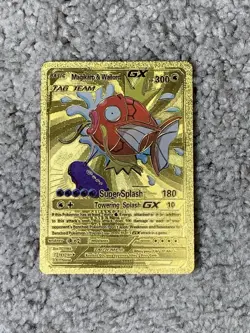 Pokemon Magikarp&Wailord GX HP300 Tag Team Rare Gold Accents Foil Fan Art Card - Image 1