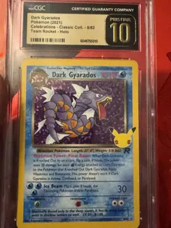 CGC 10 Pristine Dark Gyarados Team Rocket Holo 8/82 Celebrations Classic Card - Image 1