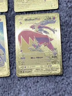 Set of 4 Pokemon Flareon,Mawile,Garchomp&Blaziken Gold Foil Fan Art Cards - Image 5