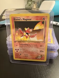 1st Edition Gym Heroes Blaine’s Magmar 37/132 Pokemon Card. NM - Image 1