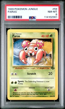 1999 POKEMON JUNGLE #59 PARAS PSA NM-MT 8 - Image 1