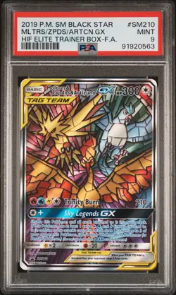 U2019 Pokemon Hidden Fates BSP Moltres Zapdos Articuno GX #SM210 PSA 9 MT - Image 1