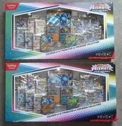 Lot of Two Pokemon Prismatic Evolutions Lucario and Tyranitar Premium Collection - Image 1