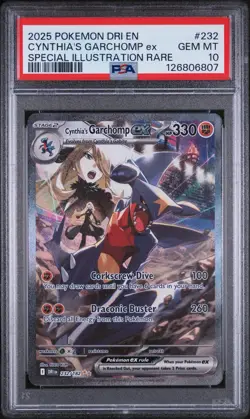 2025 POKEMON Cynthia's Garchomp EX 232/182 SIR Destined Rivals PSA GEM MINT 10 - Image 1
