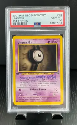 2001 POKEMON NEO DISCOVERY 1ST EDITION UNOWN I #68 PSA 10 GEM MINT - Image 1