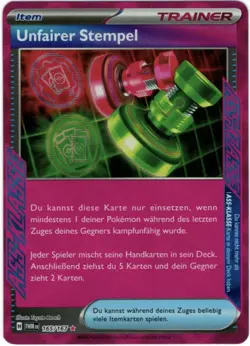 Pokemon Unfairer Stempel ACE Rare Maskerade im Zwielicht TWM 165/167 NM Deutsch - Image 1