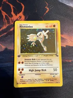 Pokemon TCG Hitmonlee 1st Edition Holo Rare Card Fossil, 7/62 - Image 1