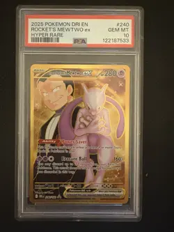 Pokemon Team Rockets Mewtwo EX Card 240/182 PSA 10 - Destined Rivals - Image 1