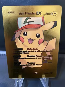 PIKACHU EX Gold FOIL Fan Art Pokemon Card - Image 1