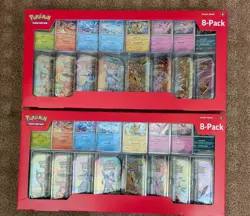Pokemon Prismatic Evolutions 8 Mini-Tins with Promo Cards Costco 2-Pack - Sealed - Image 1