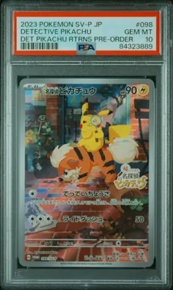 2023 POKEMON JAPANESE SV-P PROMO #098 DETECTIVE PIKACHU PSA 10 - Image 1