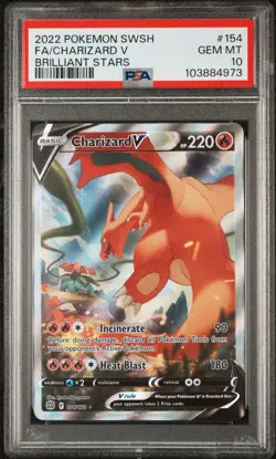PSA 10 Charizard V Brilliant Stars Pokemon Full Alt Art #154 Gem Mint Graded - Image 1