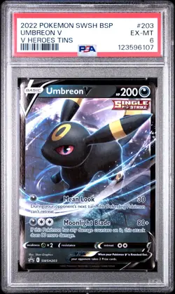 PSA 6 EX/MT 2022 POKEMON SWSH BLACK STAR PROMO #203 UMBREON V V HEROES TINS ENG - Image 1