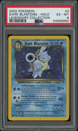 2002 Pokemon Legendary Collection #4 Dark Blastoise Holo PSA 6 - Image 1
