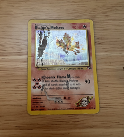 Pokemon TCG Blaine's Moltres 001/132 Gym Heroes Holo Card DAMAGED - Image 1