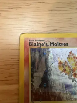 Pokemon TCG Blaine's Moltres 001/132 Gym Heroes Holo Card DAMAGED - Image 2