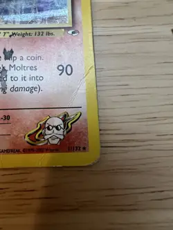 Pokemon TCG Blaine's Moltres 001/132 Gym Heroes Holo Card DAMAGED - Image 5