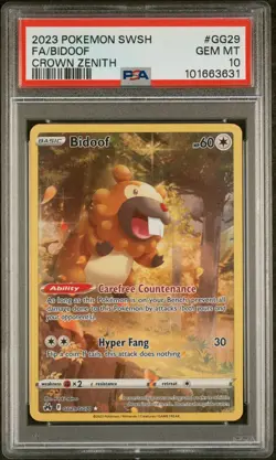 PSA 10 Gem Mint 2023 POKEMON SWORD & SHIELD CROWN ZENITH #GG29 FULL ART Bidoof - Image 1
