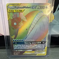 Magikarp & Wailord GX Secret Rainbow 183 Team Up Sun & Moon Tag Team Pokemon - Image 1