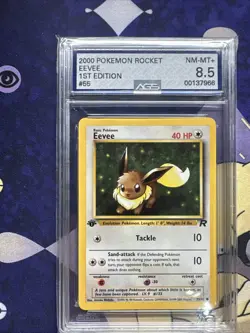 AGS 8.5 NM/MINT+ Eevee 55/82 Team Rocket 1st Edition 2000 Pokemon Card Non-Holo - Image 1