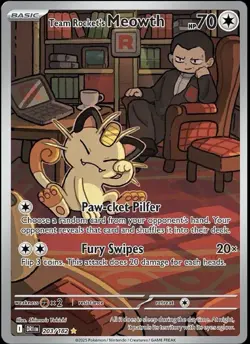 Pokemon TCG Destined Rivals Team Rockets Meowth Card 203/182 Near Mint Condition - Image 1