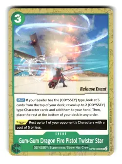 One Piece Release Event Card Gum-Gum Dragon Fire Pistol Twister Star OP10-039 UC - Image 1