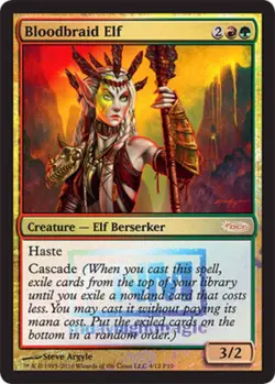 MTG Bloodbraid Elf - Foil FNM 2010, FNM Promos, Moderately Played, English - Image 1