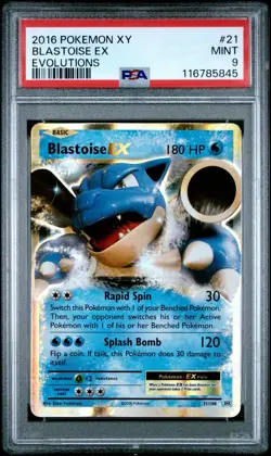 2016 POKEMON XY EVOLUTIONS #21 BLASTOISE EX PSA 9 - Image 1