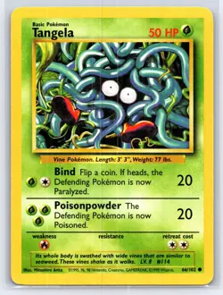 1999 Pokemon TCG - Base Set - Tangela - 66/102 - LP - Image 1