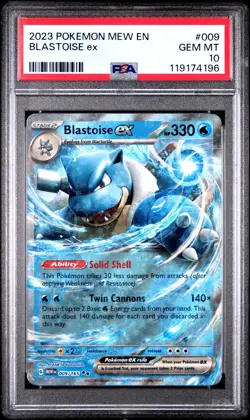 Psa 10 Gem Mint Blastoise Ex 009/165 Pokemon Scarlet & Violet 151 ENGLISH - Image 1