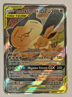 Eevee & Snorlax 2019 Sun & Moon Black Star Tag Team Tin Promo SM169 (Heavy Play) - Image 1
