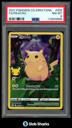 2021 POKEMON SWORD & SHIELD CELEBRATIONS #005/025 PIKACHU HOLO FULL ART PSA 8 - Image 1