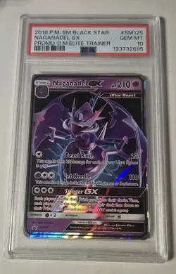 PSA 10 Gem Mint 2018 Pokemon Dragon Majesty Naganadel GX SM125 Black Star Promo - Image 1
