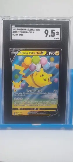 2021 Pokemon Celebrations 006/025 Flying Pikachu V HOLO Card SGC 9.5 Mint+ Rare - Image 1