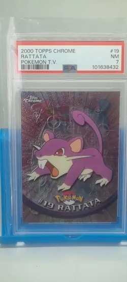 PSA 7 2000 Pokemon TCG Topps Chrome #19 Rattata TV Vintage Graded Trading Card - Image 1