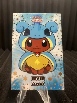 Eevee Lapras Poncho - Gold Box Hit Holo - Let's Go Eevee Database - Pokemon Card - Image 1